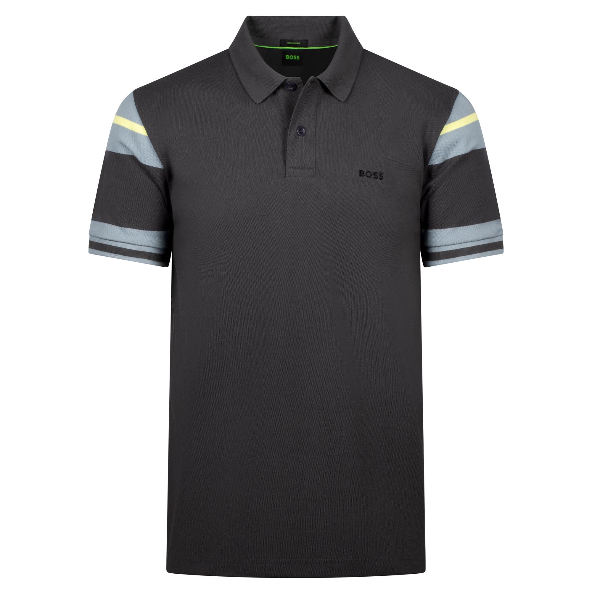 Boss Polo Sleeve Zone Mens Polo Shirt Dark Grey